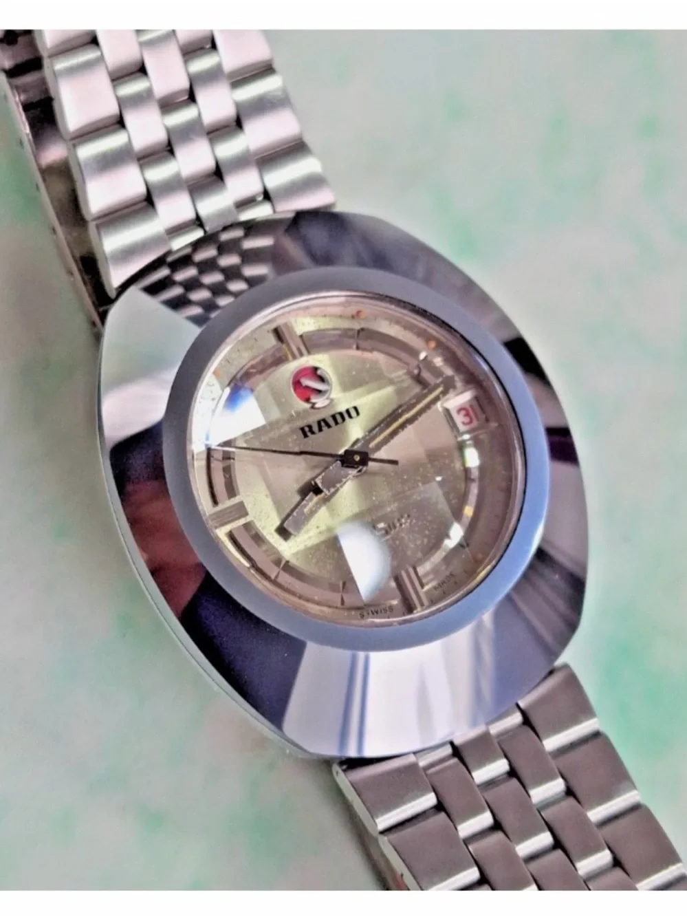 Rado Silver-Tone Watch with Red Accent
